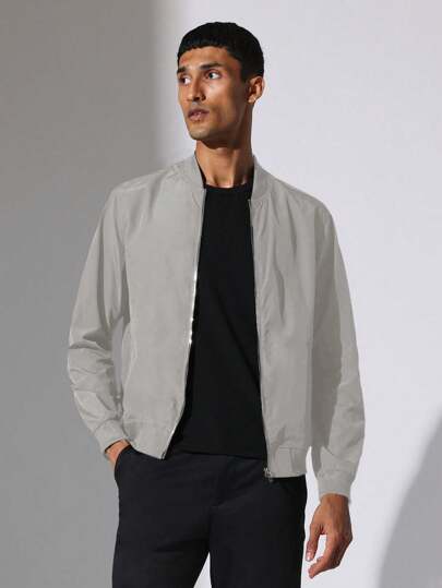 Oversized Bomber Jacket With Removable Grey Hood Quilted