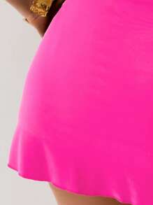 SHEIN Swim 1 件女士时尚性感纯色沙滩罩衫，侧面有海星装饰，适合度假 - 玫紅色 - 查看 5