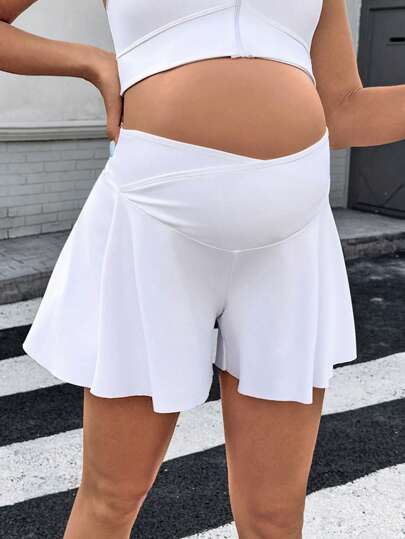 SHEIN New Solid Color Maternity Shorts, Yoga Bottoms