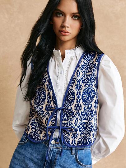 Poéselle 女士复古印花系带吊带背心