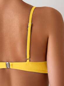 Swim Basics Women's Solid Color Ruffle Bikini Top, Summer Beach - Yellow - View 5