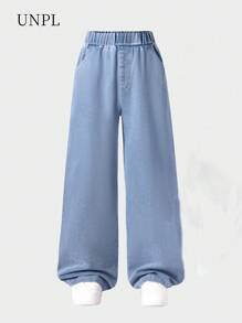 SHEIN Explorewe Tween Boy Casual Loose Fit Blue Jeans - Blue - View 1