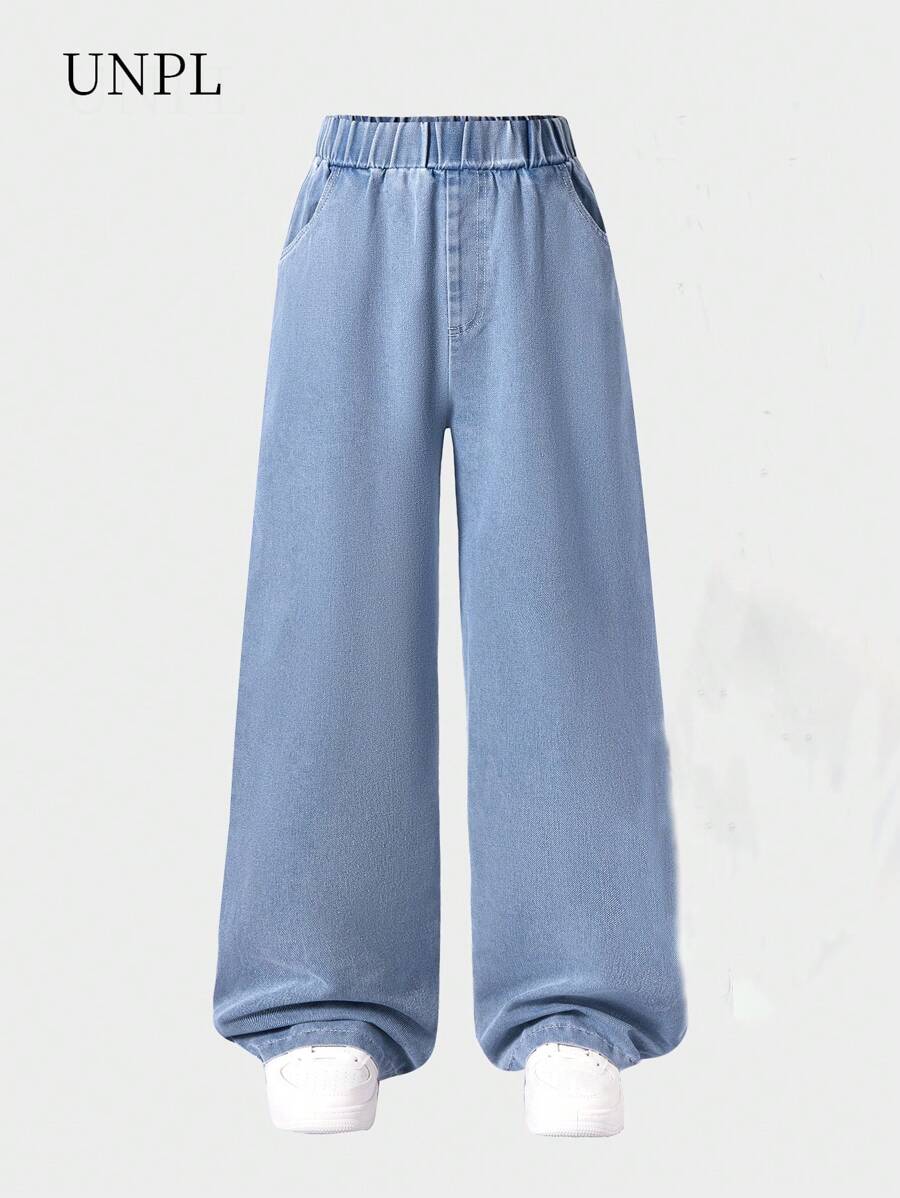 SHEIN Explorewe Tween Boy Casual Loose Fit Blue Jeans - Blue - View 1