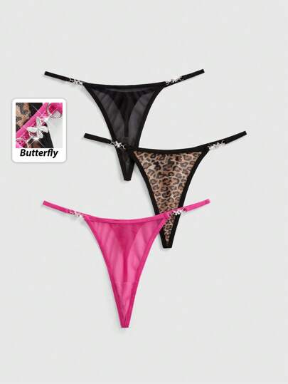 J-Fashion 3 pièces/Set Culottes Tanga Imprimées Zébrées Style Sexy Y2K