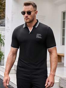 Manfinity BRENVOR Men's Knitted Casual Short Sleeve Loose POLO Shirt, Fashionable Everyday Wear