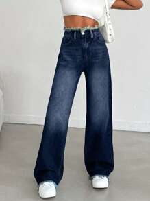 EURMUSE HIGH WAIST STRAIGHT VINTAGE BLUE JEAN - Dark Wash - View 6