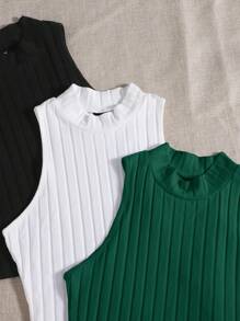 SHEIN Privé 夏季大码纯色立领背心