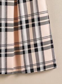 Elladie kids Girl's Plaid Print Peter Pan Collar Short Sleeve Dress, Collegiate Style - Multicolor - View 8