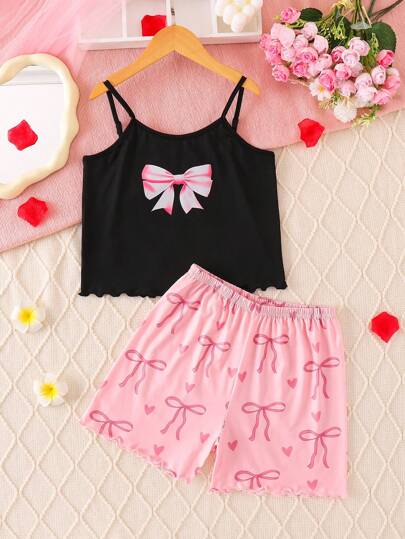 Camisola para dormir de niña con bloques de colores y aplicación de dona