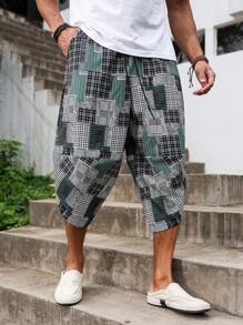 Manfinity Homme Pantalones 3/4 informales y sueltos estampados para hombre