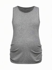 SHEIN 3件套休闲无袖圆领纽扣哺乳背心，孕妇装 - 彩色 - 查看 7