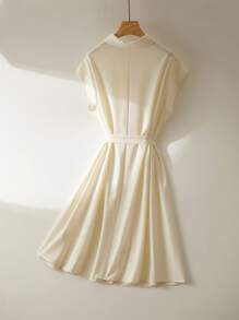 SHEIN Frenchy Plus Size Women Summer Simple & Elegant Commuting Midi Dress - Beige - View 2