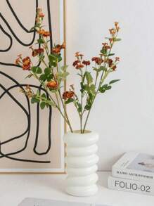 1pc White Plastic Vase, Decoration Vase, Art Vase, Imitation Flower Vase, Creative Vase For Room Decor, Simple & Creative Vase For Living Room, Dining Table, TV Cabinet, PP Material & Anti-Fall Festival Decoration Gifts Birthday Graduation