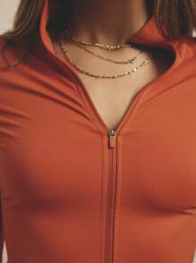 Aralina Leisurewear 前拉链长袖上衣和高腰骑行短裤两件套 - 紅色 - 查看 10