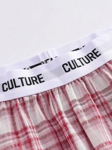 2pcs Casual Teen Girl Classic Plaid Pants And Solid Sleeveless Vest Homewear Set - Baby Pink - View 6