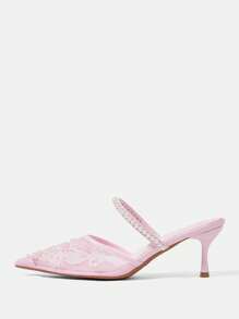 CUCCOO HITCHD Women's Mid-Heel Pointed Toe Pumps, Suitable For Parties - Baby Pink - View 9