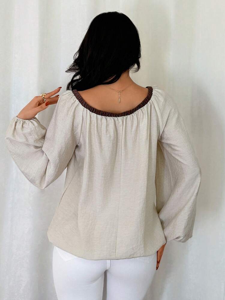 Women's Summer Contrast Trim Off Shoulder T-Shirt,Fall Clothes