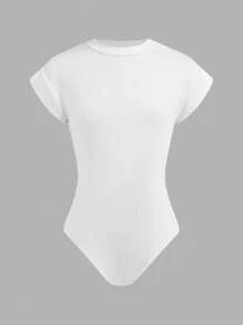 2pcs/Set Tween Girl Fitted Casual Simple Comfortable Stand Collar Short Sleeve Buy One Get One Free Jumpsuit