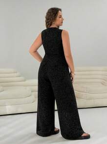 SHEIN EZwear 大码休闲香氛两件套，适合夏季的时尚单品 - 黑色 - 查看 2