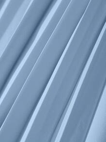 Franclia Elegante vestido de manga corta con cuello redondo, cintura ceñida y parches plisados de color albaricoque de longitud media para mujer, primavera/verano - Celeste - Ver 4