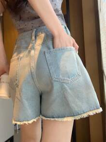 DAZY Shorts di jeans casual con frange, da donna per l'estate