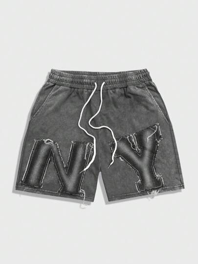 Grunge Punk Herren Lässig Shorts in Waschoptik, minimalistisch & modisch, geeignet für den Sommer