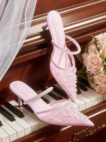 CUCCOO HITCHD Women's Mid-Heel Pointed Toe Pumps, Suitable For Parties - Baby Pink - View 1