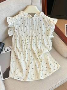 SHEIN Women's Casual Cherry Printed Short Cap Sleeve Blouse - Multicolor - View 2