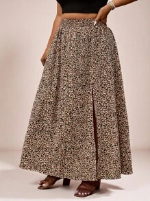 SHEIN VCAY Gonna a stampa leopardata oversize, elegante gonna bohémien estiva, abbigliamento da donna sexy e bohémien, abbigliamento occidentale per il tempo libero e le vacanze tropicali