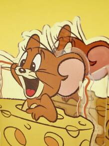 TOM & JERRY X SHEIN Cute Cartoon Mouse & Cheese Pattern Acrylic DIY Assembly Storage Box & Pen Holder - Clear - View 3