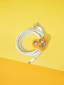 TOM & JERRY X SHEIN Cartoon Design Heart Shaped Cord Organizer/Winder, Fashionable & Cute - Orange - View 1