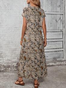 EMERY ROSE Robe de vacances décontractée à imprimé floral grande taille