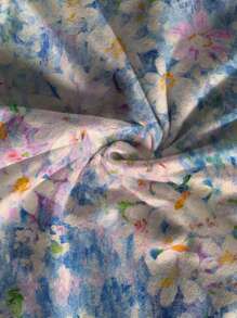 Soleia Vestido mini sin tirantes con estampado floral colorido para mujer