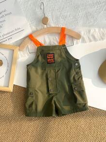 Baby Unisex Casual Comfortable Versatile Cute Contrast Color Cargo Pocket Romper - Multicolor - View 6