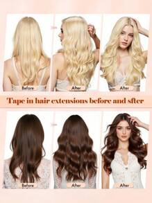 20 件直发带 100% 真人发片，适用于沙龙，丝滑无缝隐形自然黑色，适合稀疏头发女性，高品质深棕色接发带，持久发花发夹 - SNatural - 查看 7