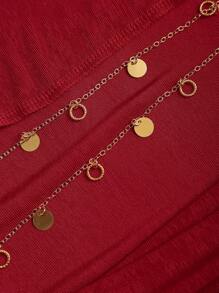 Sweetra Women's Fashionable & Sexy Backless Chain Detail Collar Camisole Top, Versatile - Red - View 5