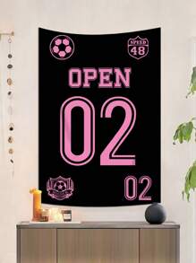 ROMWE Grunge Punk 1 tapiserie de perete suspendată cu model de numere din Jersey negru, potrivită pentru sufragerie și dormitor