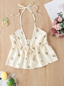 Top de pyjama débardeur imprimé orange mignon pour femmes