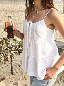 INAWLY Women's Summer 3D Flower Embroidered Camisole - White - View 3
