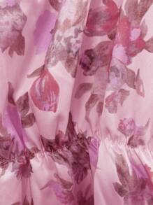 INAWLY 女士花卉印花荷叶边下摆无袖衬衫，适合度假穿着