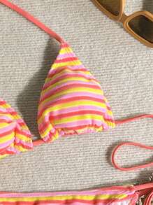 Swim Mod Bộ đồ bơi bikini gợi cảm kẻ sọc buộc dây đi biển mùa hè cho nữ - Nhiều màu - Xem 3