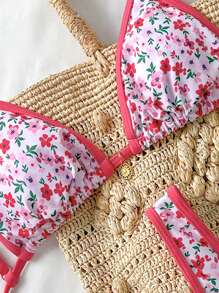 Elavelle Springbreak 女式碎花金属装饰细肩带高腰短裤性感比基尼套装夏季服装 - 彩色 - 查看 4