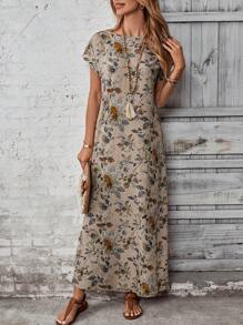 EMERY ROSE Robe de vacances décontractée à imprimé floral grande taille