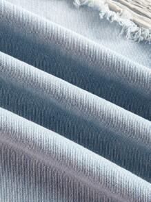 SHEIN CURVE+ Plus Size Women Pocket Distressed Wide Leg Loose Casual Versatile Denim Jumpsuit - Light Wash - View 8