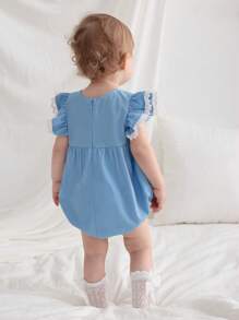 Cozy Pixies Body de manga corta con cuello redondo y estampado floral para bebé niña - Azul - Ver 2