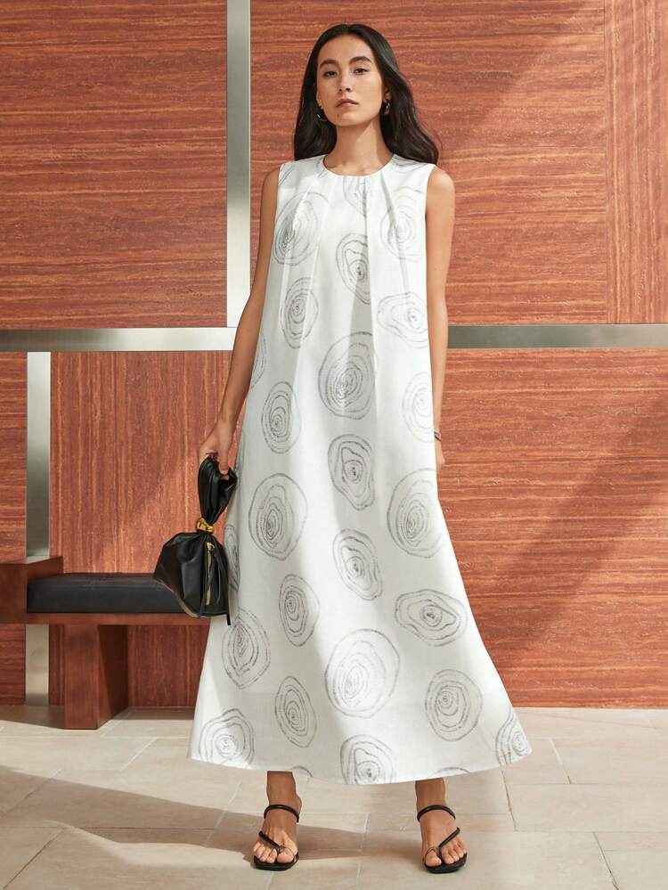 Women's Summer Casual Elegant Flare Straight Dress, Botanical Floral All-Over Print Business/Vacation Loose Strap Dress