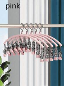 Zazumi 1pc Storage Stainless Steel Pants Hanger, Space Saving Wardrobe Storage With 10 Clips - Multicolor - View 8
