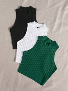 SHEIN Privé 夏季大码纯色立领背心