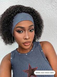 Density Pro 200% Density Kinky Curly Headband Bob Wigs Human Hair Curly Wig Machine Made Put On And Go Glueles Wigs For Daily Use