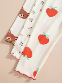 Set de 6 piezas de pijama para niñas, top de manga corta y pantalón de 3/4 para outfit en casa para niñas pequeñas, primavera y verano - Multicolor - Ver 5